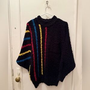 Vintage 80s Knobby Knit Multicolor Sweater // Size Medium